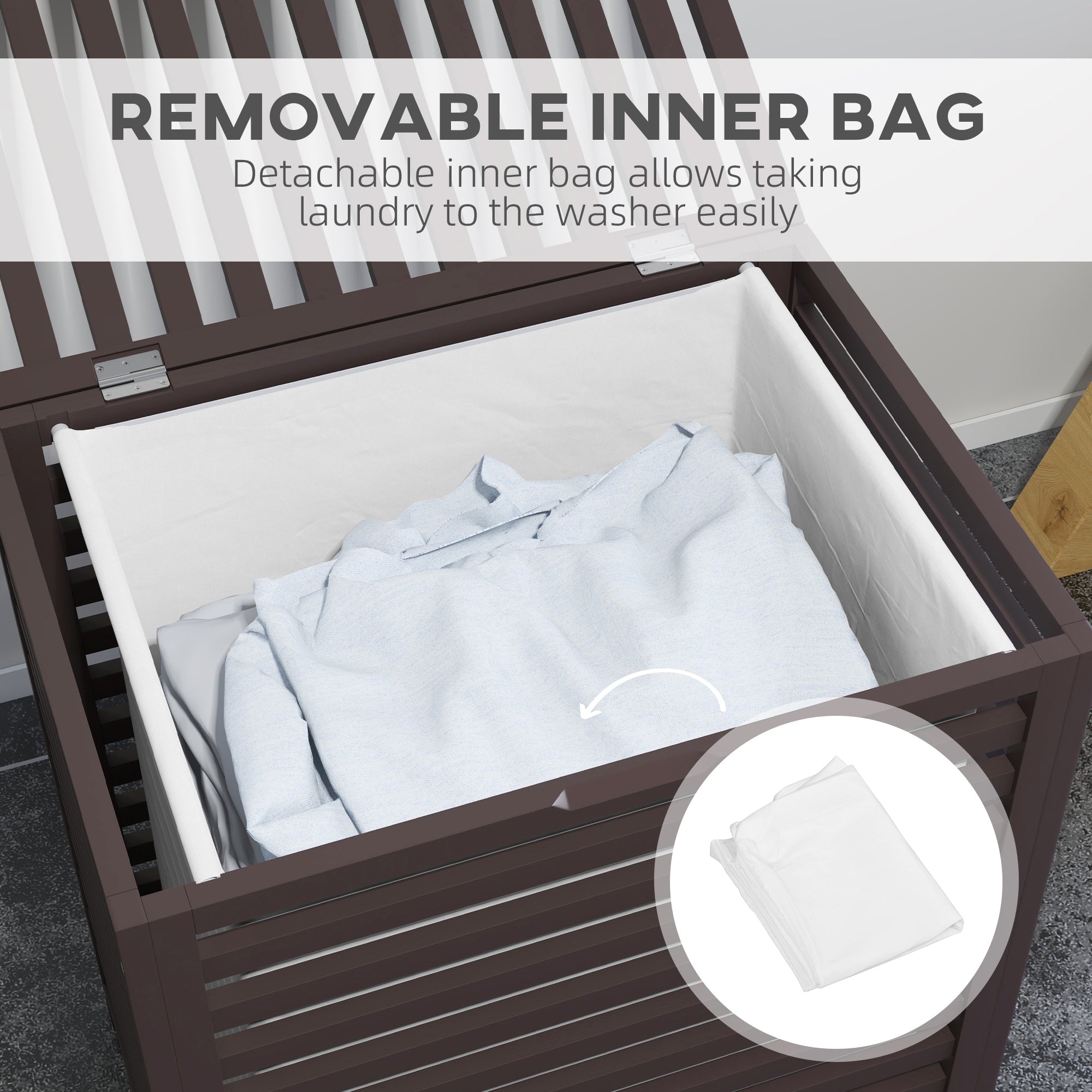 Gray Lidded Laundry Basket