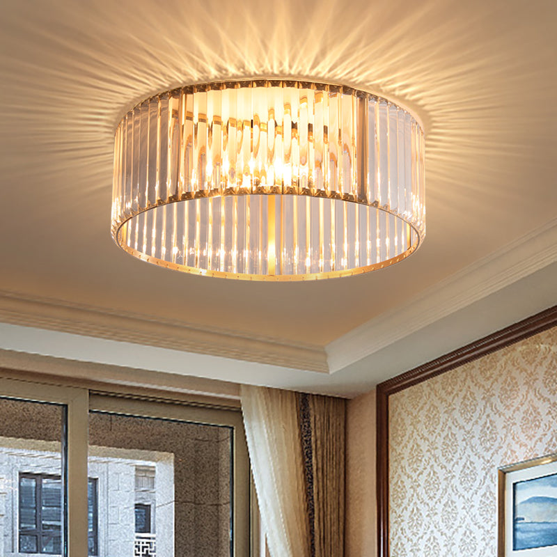 DecorBites™ DecorBites™ Mid-Century 4/5-Head Flush Mount Light: 16"/19.5" Wide Circular Ceiling Fixture in Brass with Metal and Crystal Elements