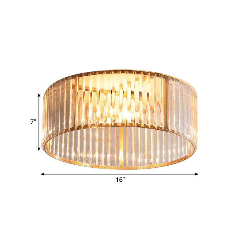 DecorBites™ DecorBites™ Mid-Century 4/5-Head Flush Mount Light: 16"/19.5" Wide Circular Ceiling Fixture in Brass with Metal and Crystal Elements