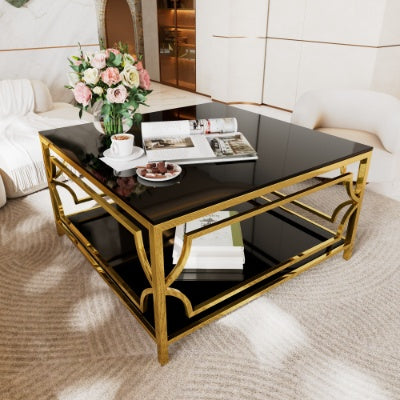 Gold Geometric Glass Table