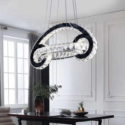 Black LED Pendant Chandelier - Crystal Car Shaped Contemporary Light Fixture