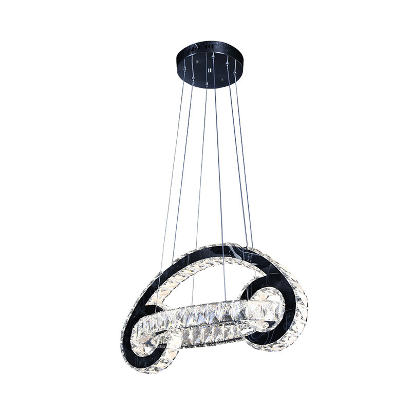 Black LED Pendant Chandelier - Crystal Car Shaped Contemporary Light Fixture