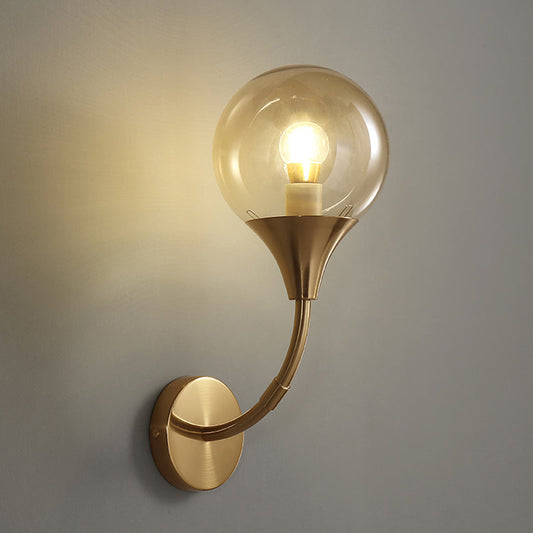 DecorBites™ DecorBites™ Retro Style Amber Glass Wall Sconce - Single Closed Ball Fixture