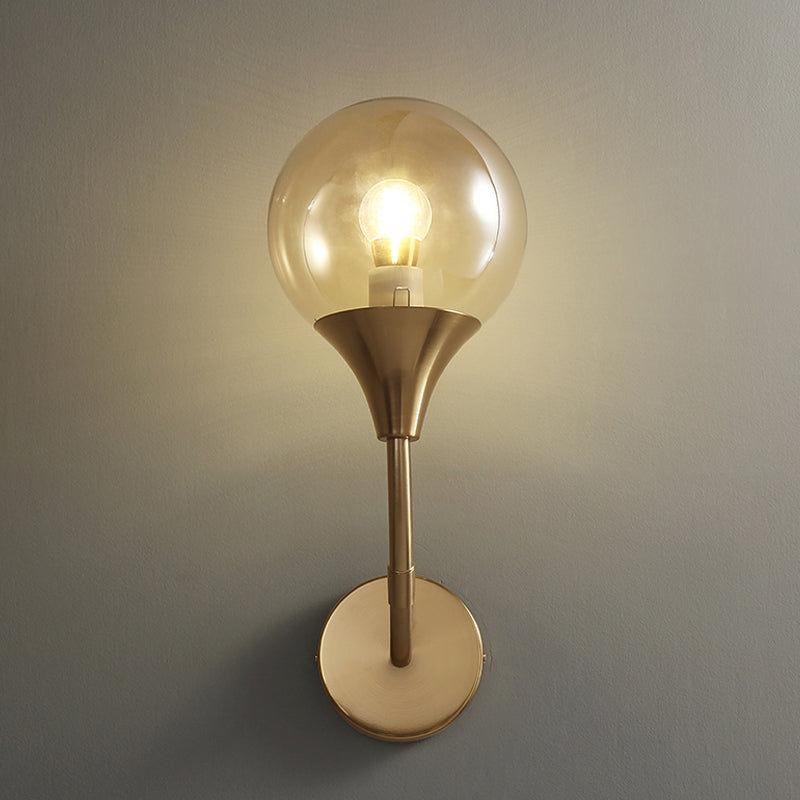 DecorBites™ DecorBites™ Retro Style Amber Glass Wall Sconce - Single Closed Ball Fixture