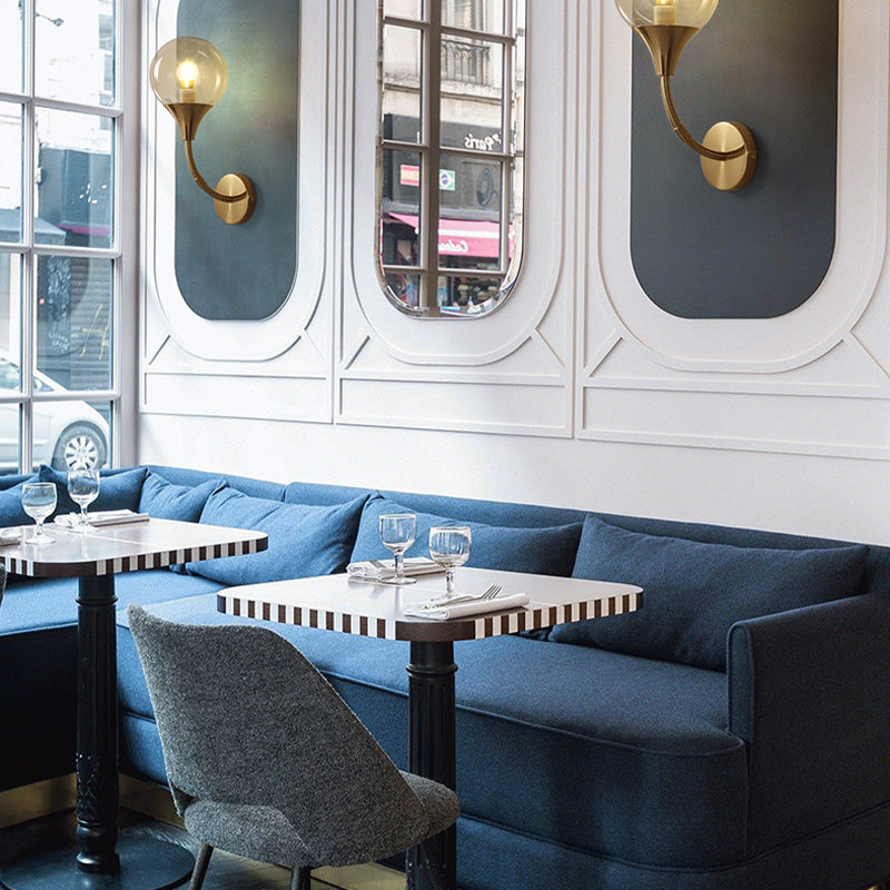 DecorBites™ DecorBites™ Retro Style Amber Glass Wall Sconce - Single Closed Ball Fixture