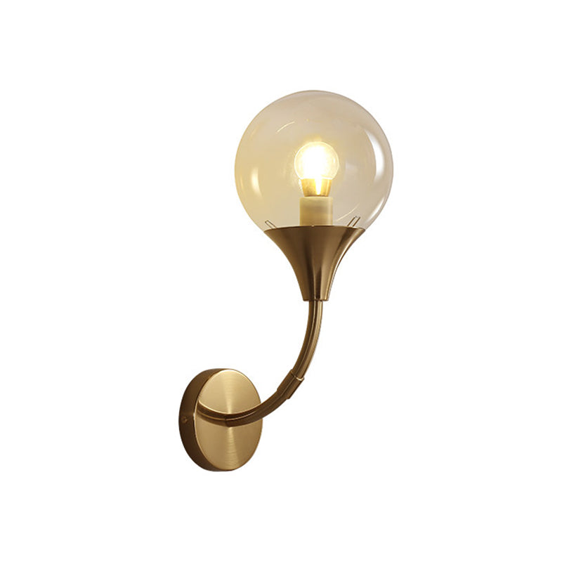 DecorBites™ DecorBites™ Retro Style Amber Glass Wall Sconce - Single Closed Ball Fixture