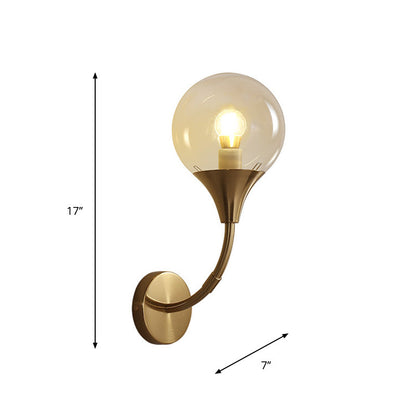 DecorBites™ DecorBites™ Retro Style Amber Glass Wall Sconce - Single Closed Ball Fixture