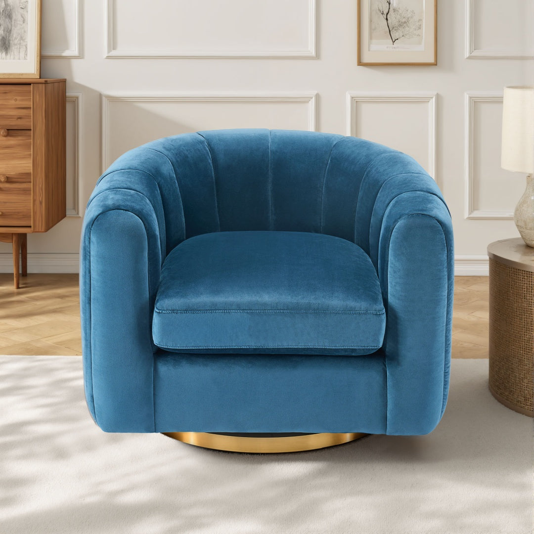 A Single-seat Rotary Sofa Upholstered In Velvet Fabric