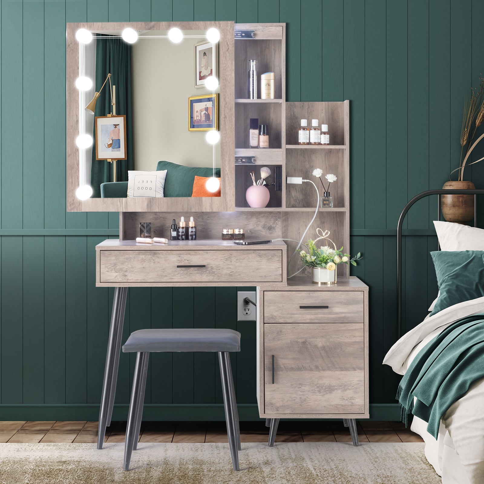 Metallic Industrial Vanity Table