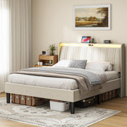 Upholstered Fabric Platform Bed
