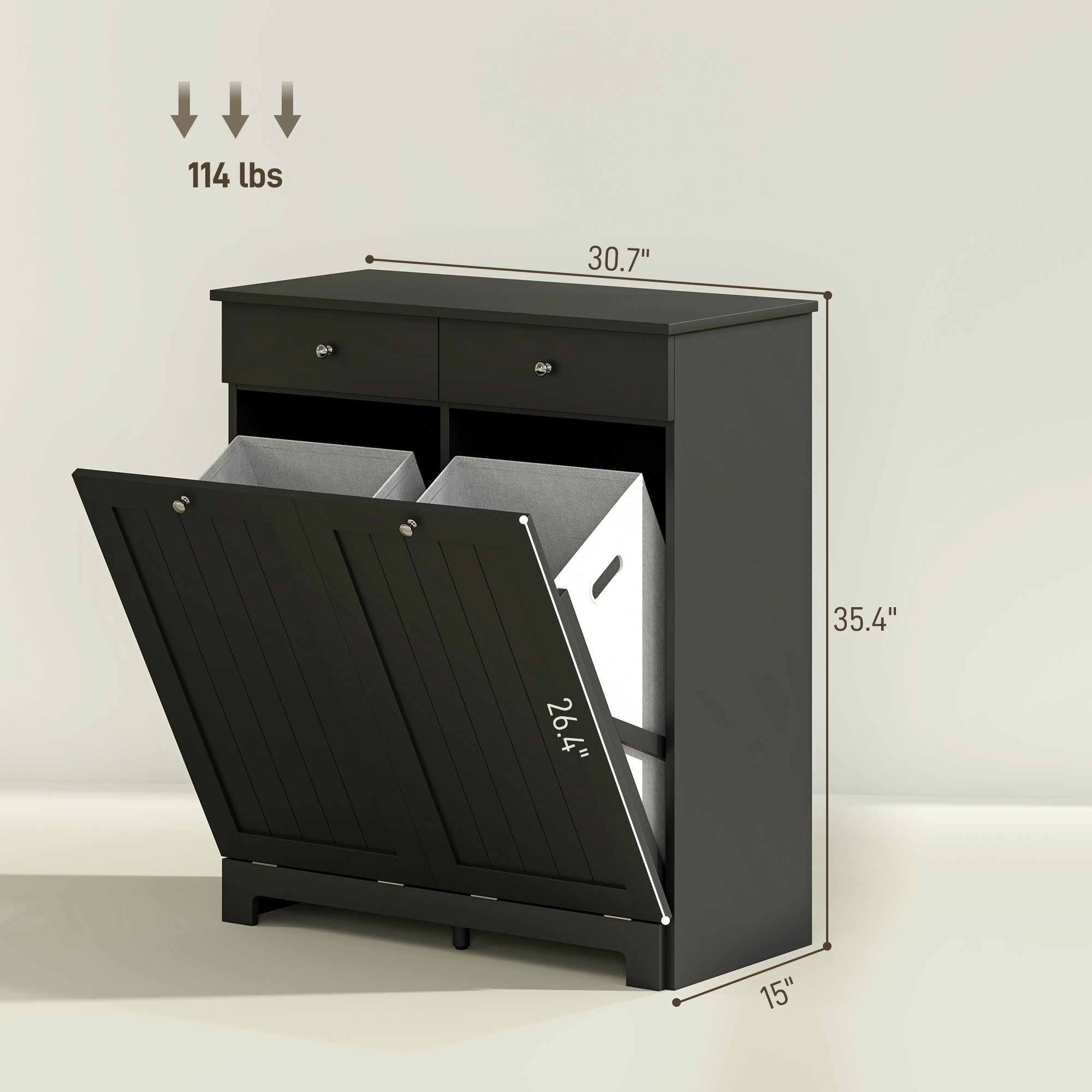 White Double Hamper Cabinet