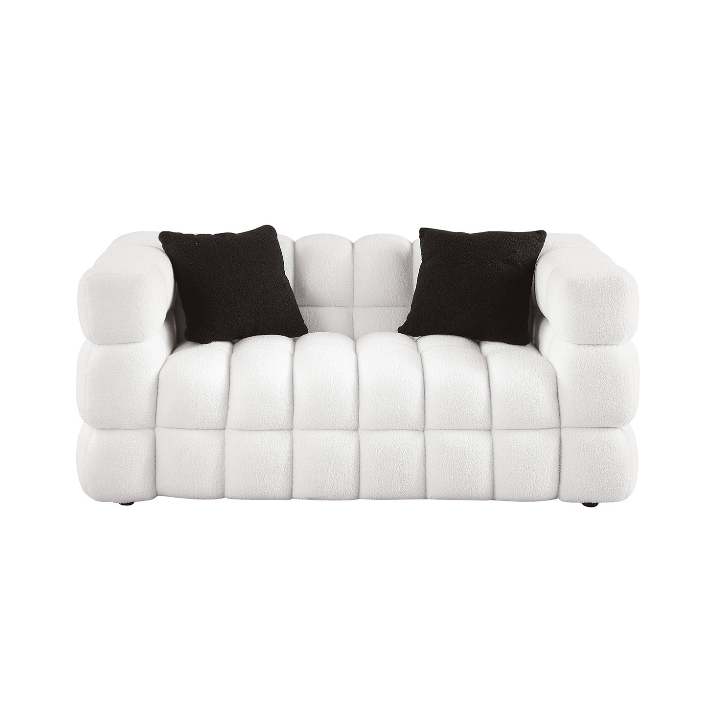 62.2length ,35.83inch  Deepth ,human Body Structure For USA People, Marshmallow Sofa,boucle Sofa ,White Color, 2 Seater