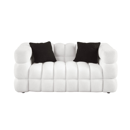62.2length ,35.83inch  Deepth ,human Body Structure For USA People, Marshmallow Sofa,boucle Sofa ,White Color, 2 Seater