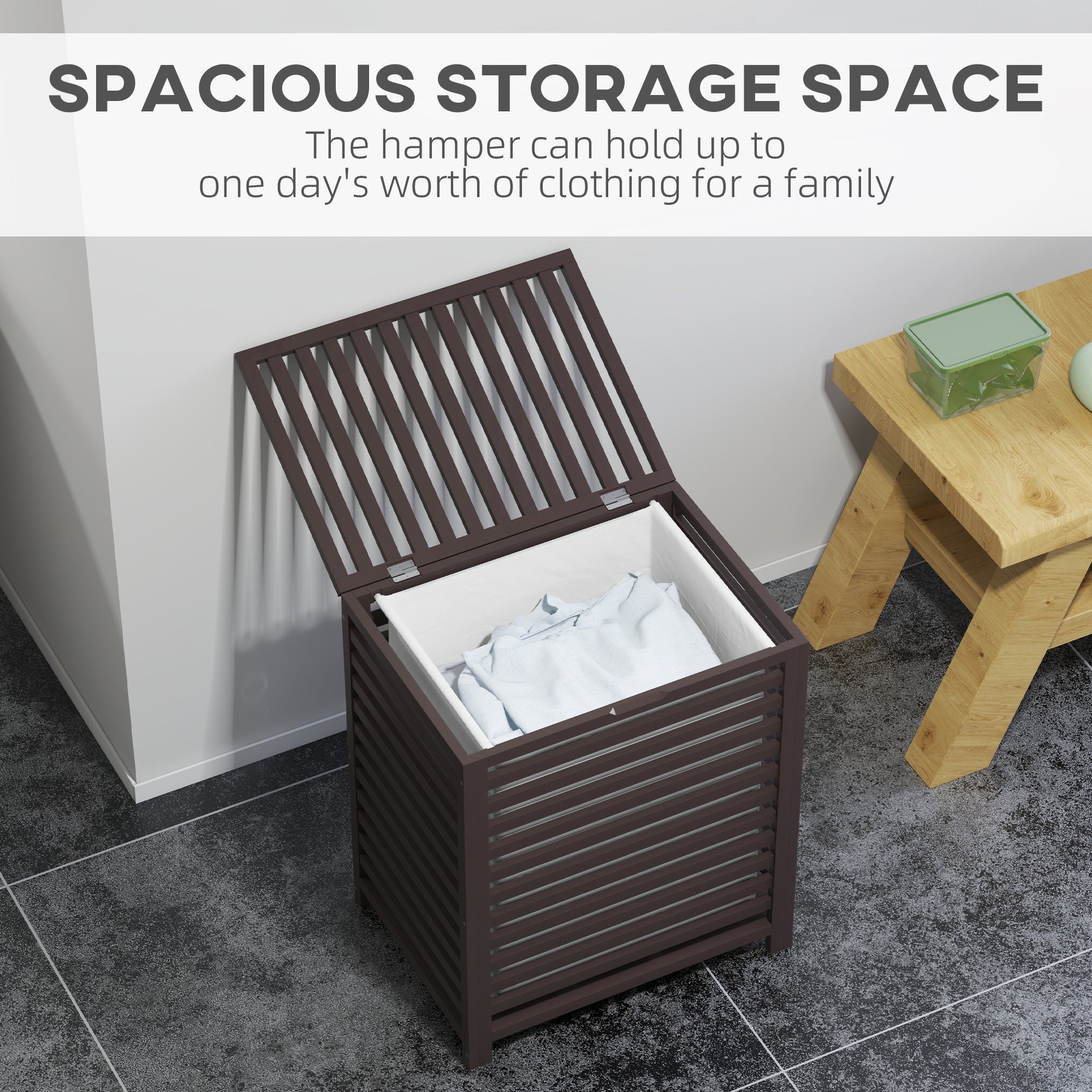 Gray Lidded Laundry Basket
