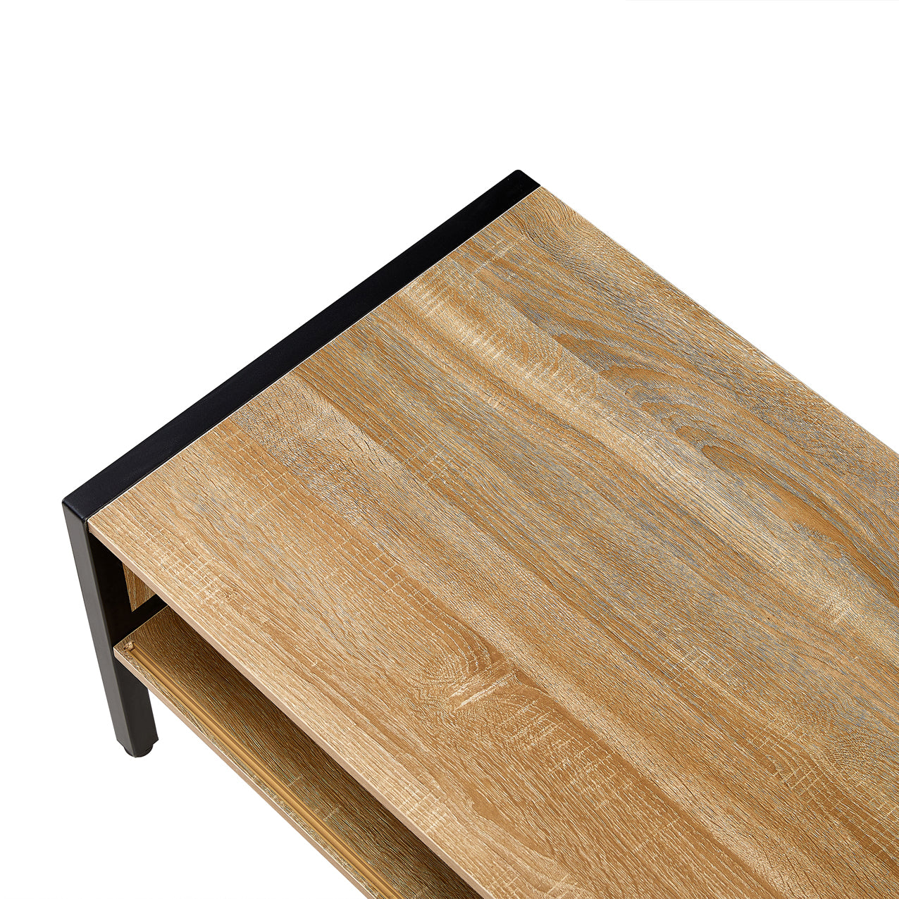 Rattan Coffee Table Metal Legs Modern Table Sliding Door For Storage