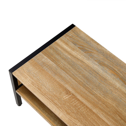 Rattan Coffee Table Metal Legs Modern Table Sliding Door For Storage