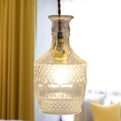 Lámpara colgante moderna de cristal prismático para comedor - Transparente, 1 luz