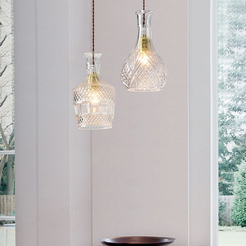 Lámpara colgante moderna de cristal prismático para comedor - Transparente, 1 luz