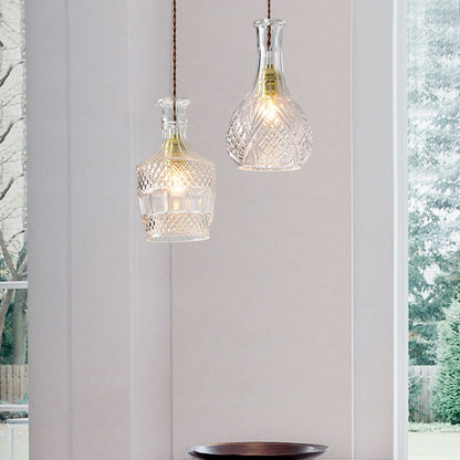 Lámpara colgante moderna de cristal prismático para comedor - Transparente, 1 luz