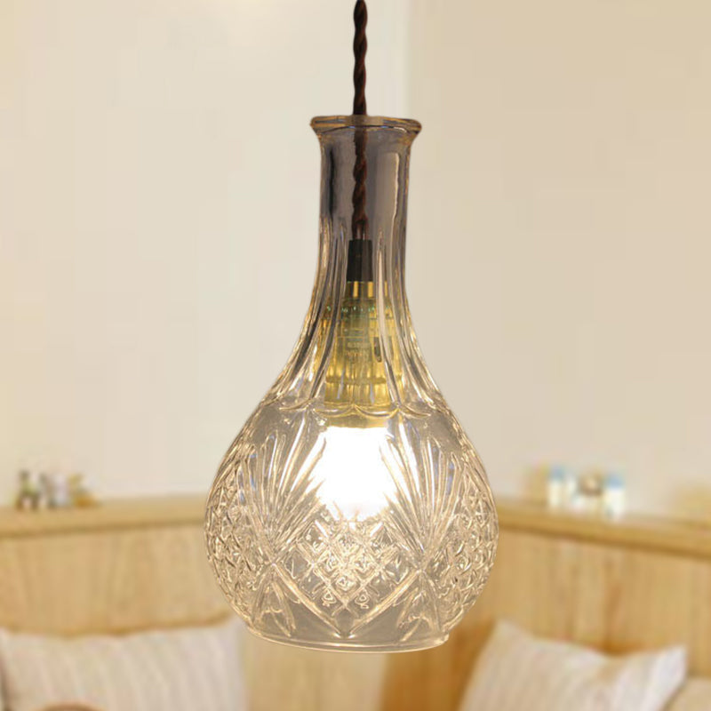 Lámpara colgante moderna de cristal prismático para comedor - Transparente, 1 luz