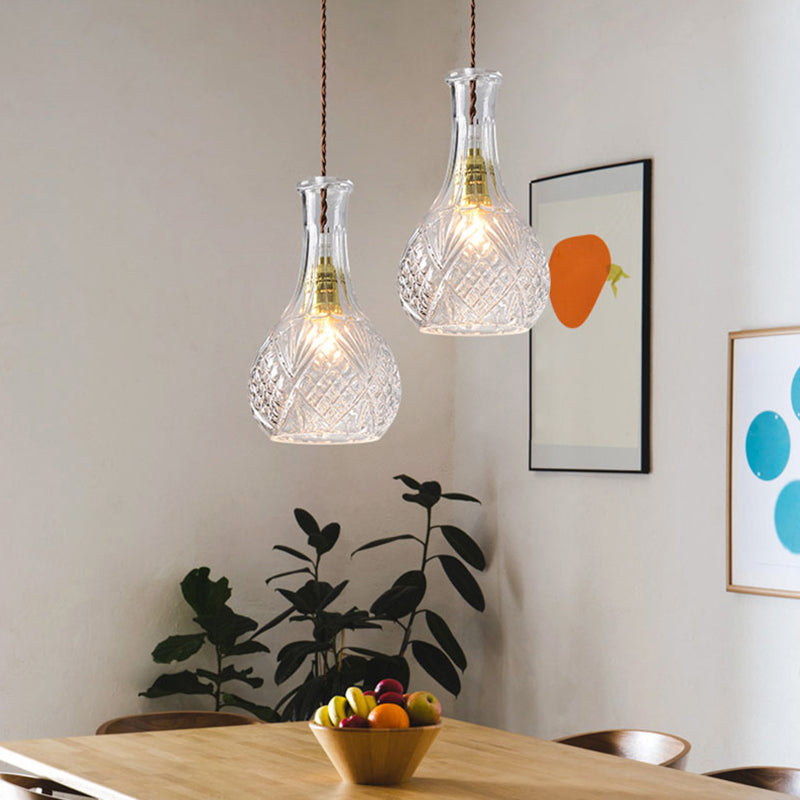 Lámpara colgante moderna de cristal prismático para comedor - Transparente, 1 luz