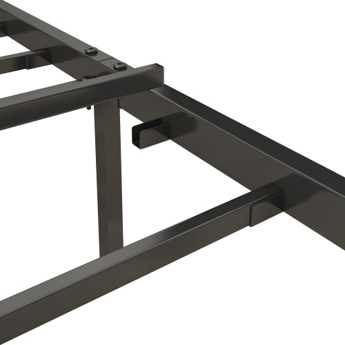 Bettgestell in Queensize mit Lade-Station, gepolstertem Kopfteil, Metallplattform, Grau