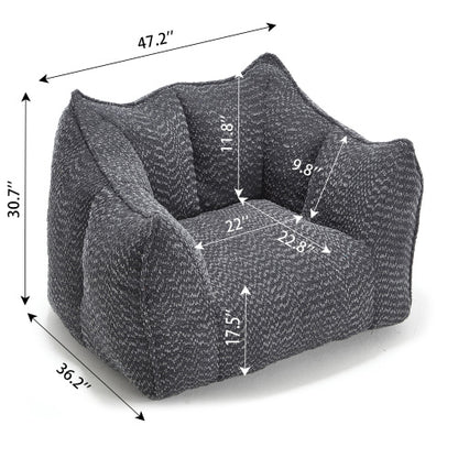 Compressed Plush Bean Bag Sofa Couch- High-Resilience Foam Filled, Ultra-Soft Boucle Lounge Chair For One Or Two People, Cozy Living Room Seating For Reading, Gaming & Relaxing, Space-Saving Vacuum