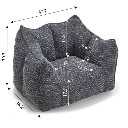 Sofá-Cama de Habichuelas de Peluche Comprimido - Relleno de Espuma de Alta Resiliencia, Silla de Salón de Boucle Ultra Suave para Una o Dos Personas, Asiento Acogedor para la Sala de Estar para Leer, Jugar y Relajarse, Ahorro de Espacio por Vacío