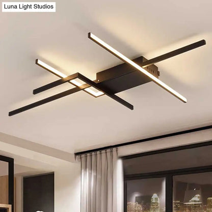 DecorBites™ مصباح LED مدمج في السقف بعرض 29.5 بوصة/43 بوصة مع خط أسود متقاطع، إضاءة دافئة/بيضاء