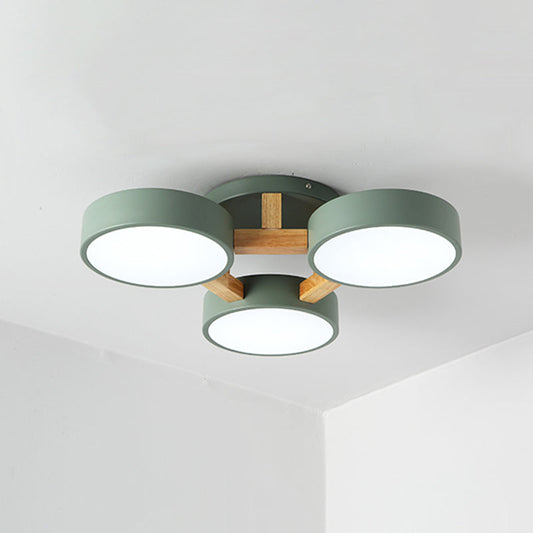 DecorBites™ DecorBites™ Macaron Metal 4-Head Circular Flush Mount Ceiling Light with Acrylic Diffuser - 21"/24.5" Wide in Grey/Green