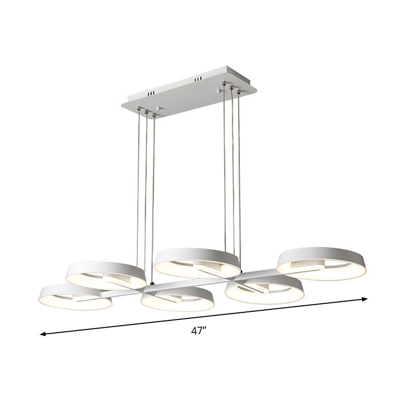 Lámpara colgante circular minimalista de metal - Blanca, 3/6 luces colgantes para comedor