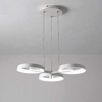 Lámpara colgante circular minimalista de metal - Blanca, 3/6 luces colgantes para comedor