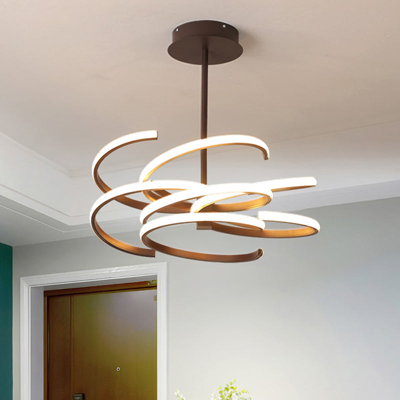 Lámpara de techo colgante Coffee Twist - Lámpara de araña LED de metal de estilo sencillo, 49,5/62 cm de ancho, luz cálida/blanca