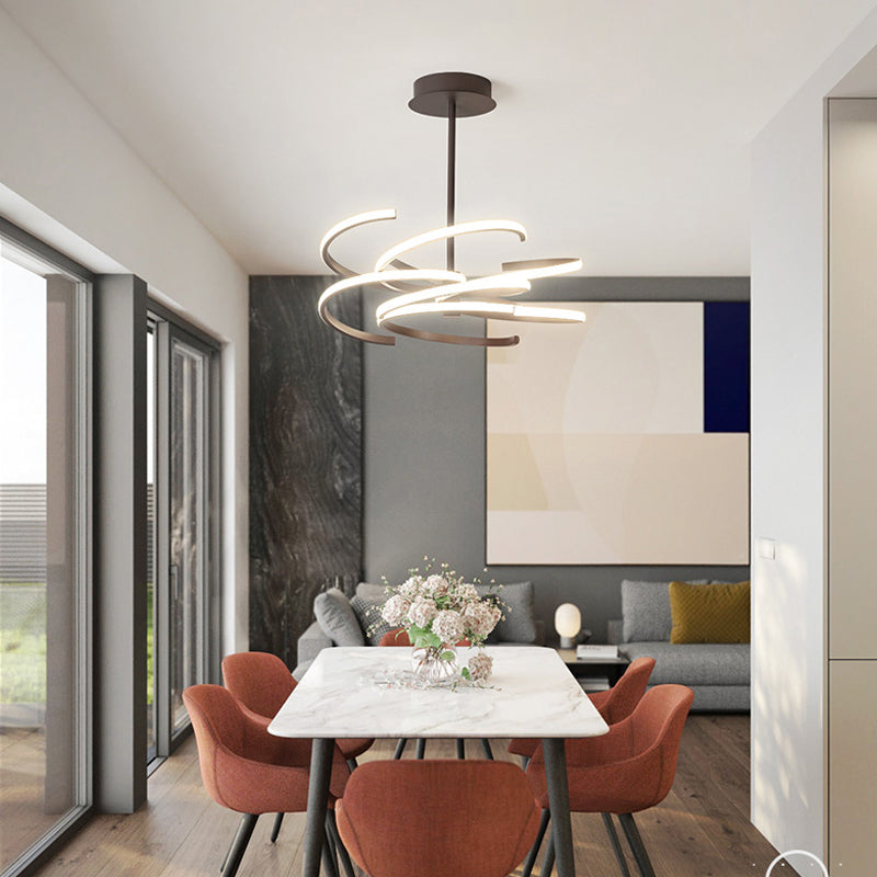 Lámpara de techo colgante Coffee Twist - Lámpara de araña LED de metal de estilo sencillo, 49,5/62 cm de ancho, luz cálida/blanca