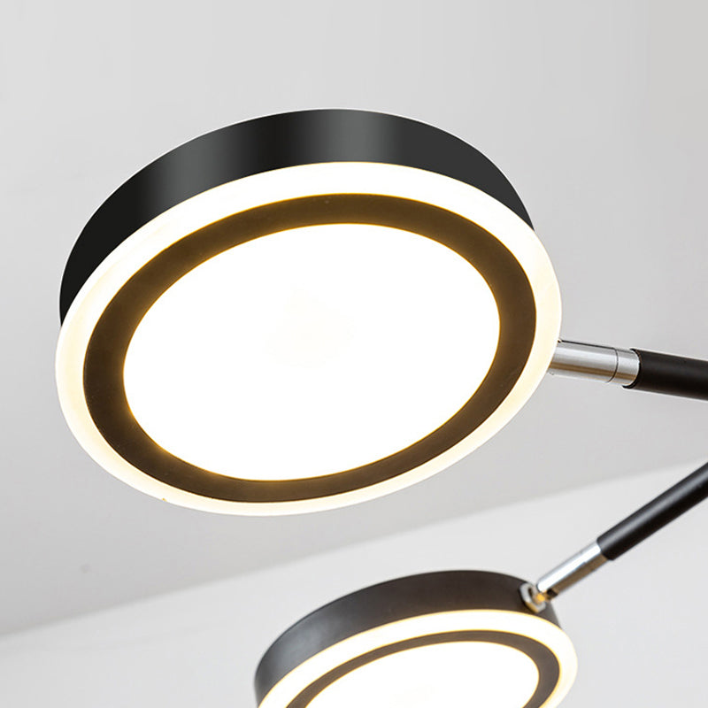 Lámpara de araña moderna Starburst de metal - 4/6 cabezas, acabado en oro blanco/negro, luz cálida/blanca