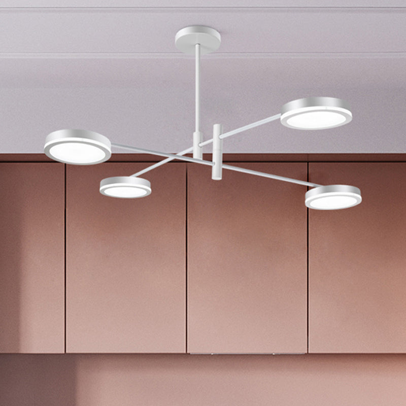 Lámpara de araña moderna Starburst de metal - 4/6 cabezas, acabado en oro blanco/negro, luz cálida/blanca