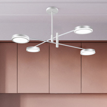 Lámpara de araña moderna Starburst de metal - 4/6 cabezas, acabado en oro blanco/negro, luz cálida/blanca