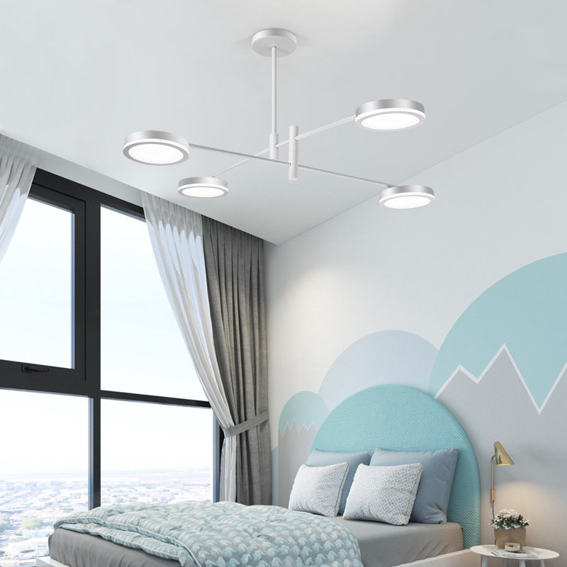 Lámpara de araña moderna Starburst de metal - 4/6 cabezas, acabado en oro blanco/negro, luz cálida/blanca