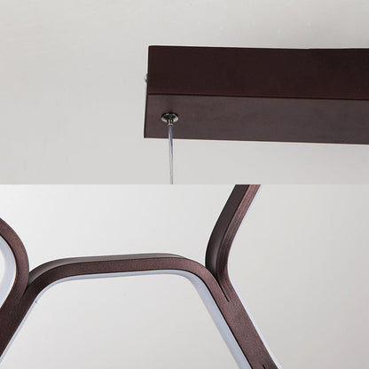 Lámpara de techo contemporánea tipo panal - Lámpara colgante metálica de 6 luces color café cálido/blanco