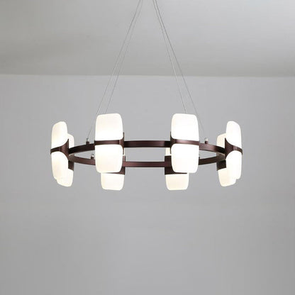 Lámpara de techo colgante moderna de metal para café - Kit de lámpara colgante circular de 26"/30" de ancho con 8 luces