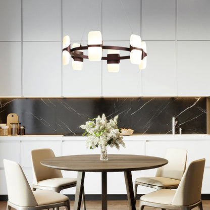 Lámpara de techo colgante moderna de metal para café - Kit de lámpara colgante circular de 26"/30" de ancho con 8 luces