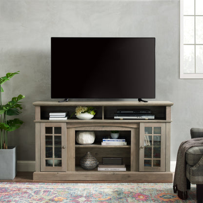 Classic TV Media Stand Modern Entertainment Console For TV Up To 65 With Open And Closed Storage Space, Gray Wash