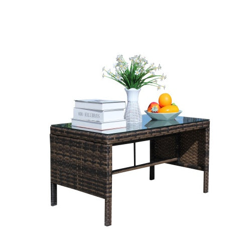 Rectangular Brown Rattan Table