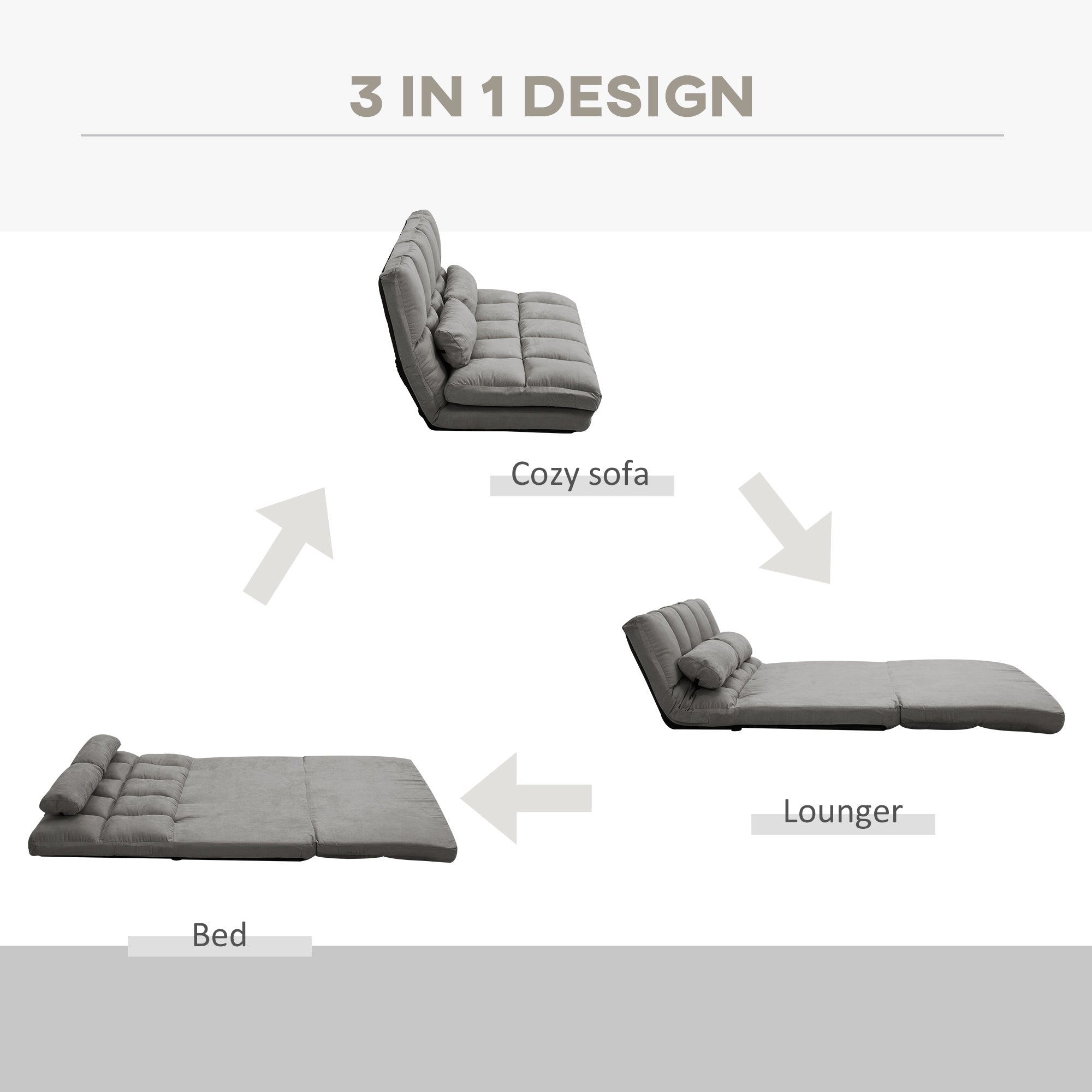 Grey Convertible Floor Sofa