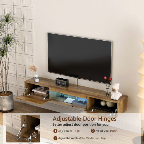 Brown LED Floating TV Stand