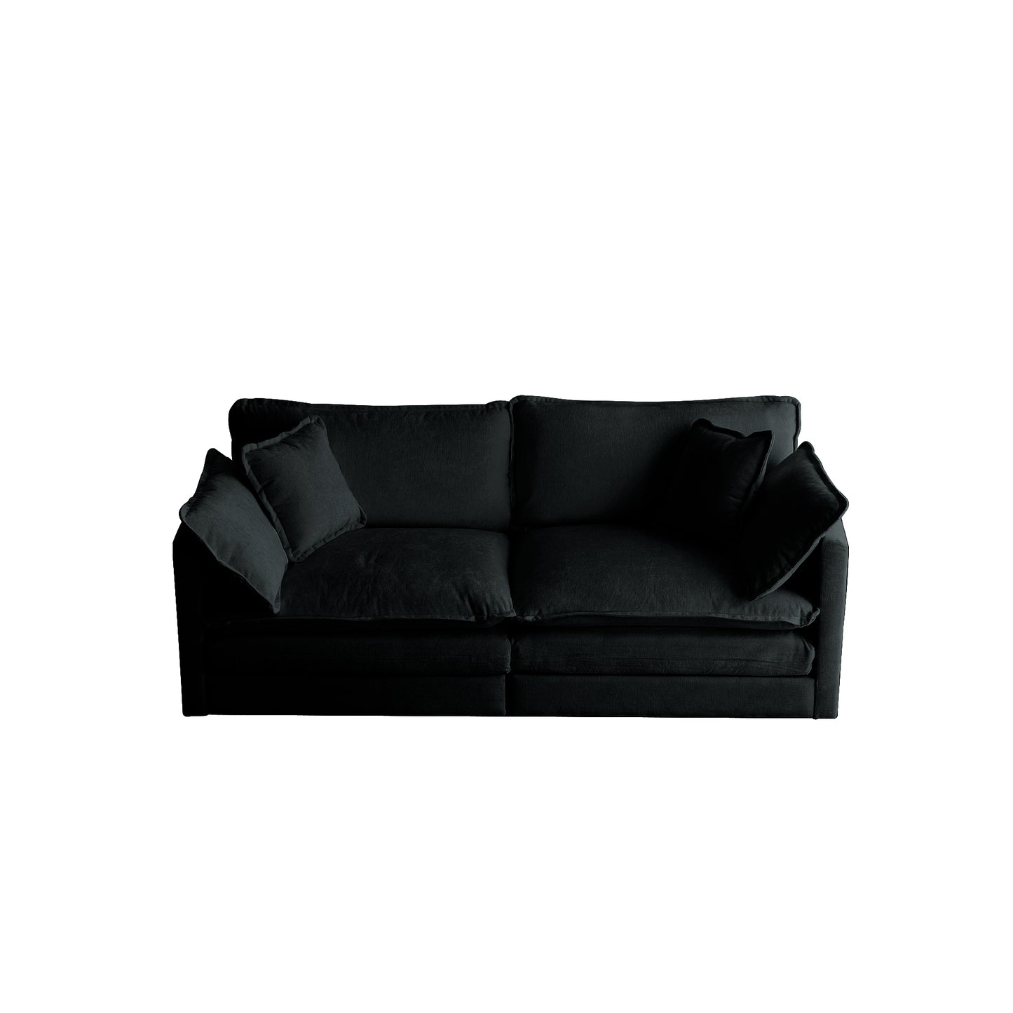 Modern Fabric Loveseat Sofa Couch For Living Room, Upholstered Large Size Deep Seat 2-Seat Sofa With 4 Pillows