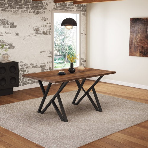 Walnut Metal Dining Table