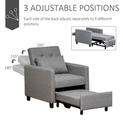 Convertible Sofa Lounger Chair Bed Multi-Functional Sleeper Recliner with Tufted Upholstered Adjustable Angle Backrest