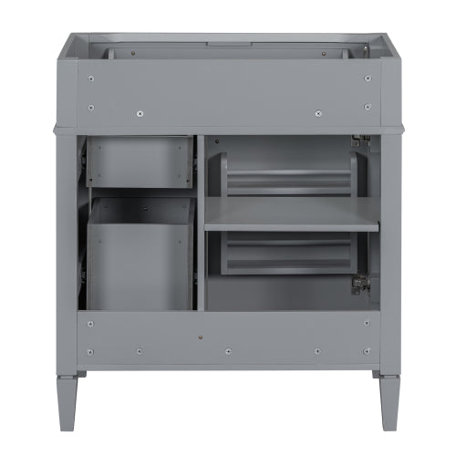 30'' Badezimmer-Waschständer ohne Waschbecken, moderner Badezimmer-Speicherschrank mit 2 Schubladen und einer Klapp-Schublade