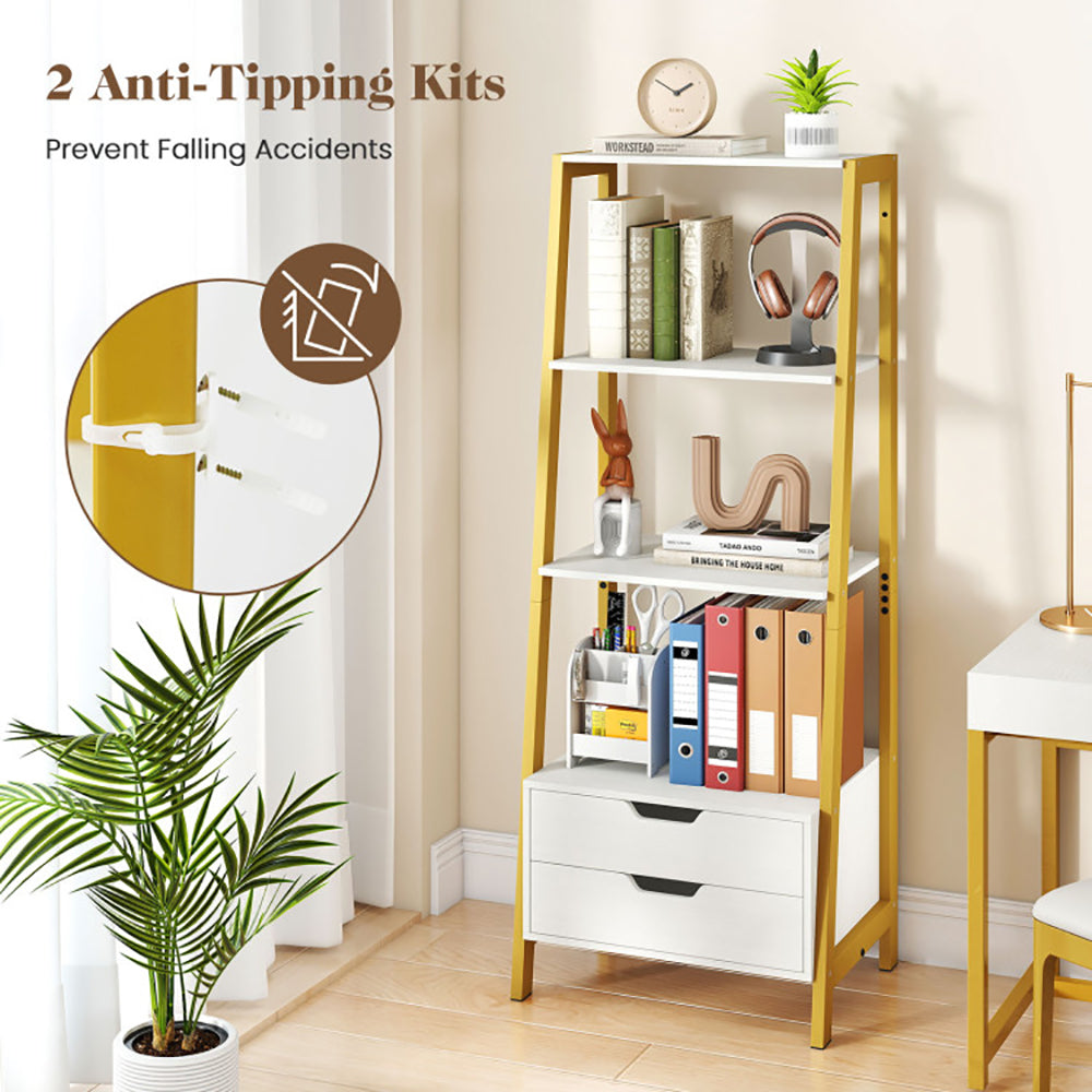 Wood Ladder Shelf Bookcase